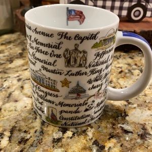 Washington DC mug with all the attractions listed.